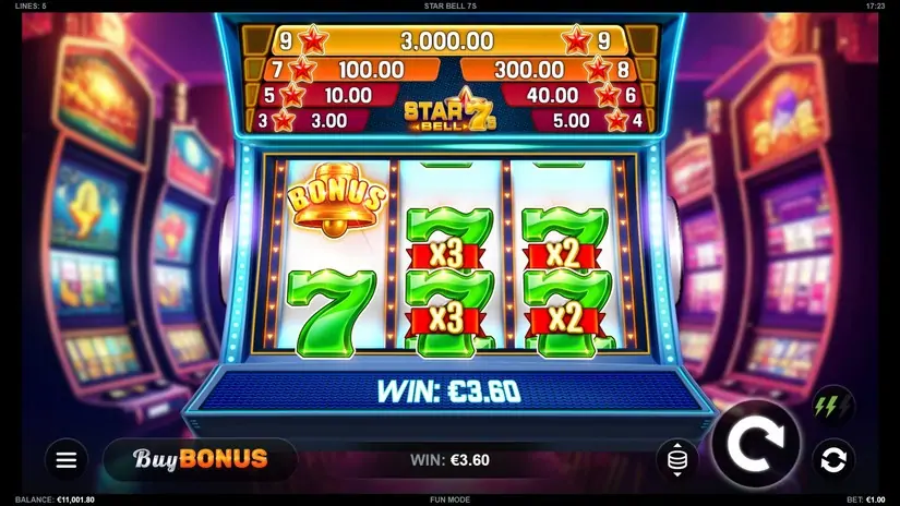 Star Bell 7s slot screenshot 2