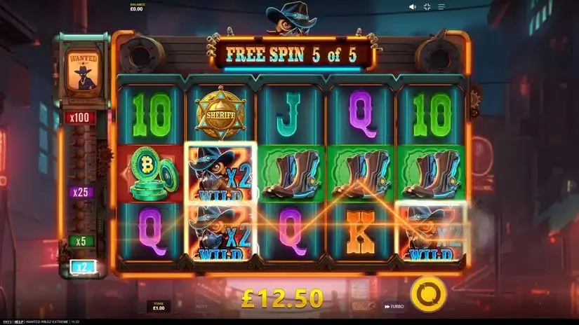 Wanted Wildz Extreme slot screenshot 