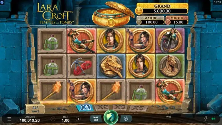 Lara Croft Temples and Tombs slot screenshot