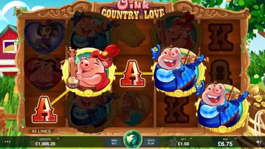 Oink Country Love slot screenshot 