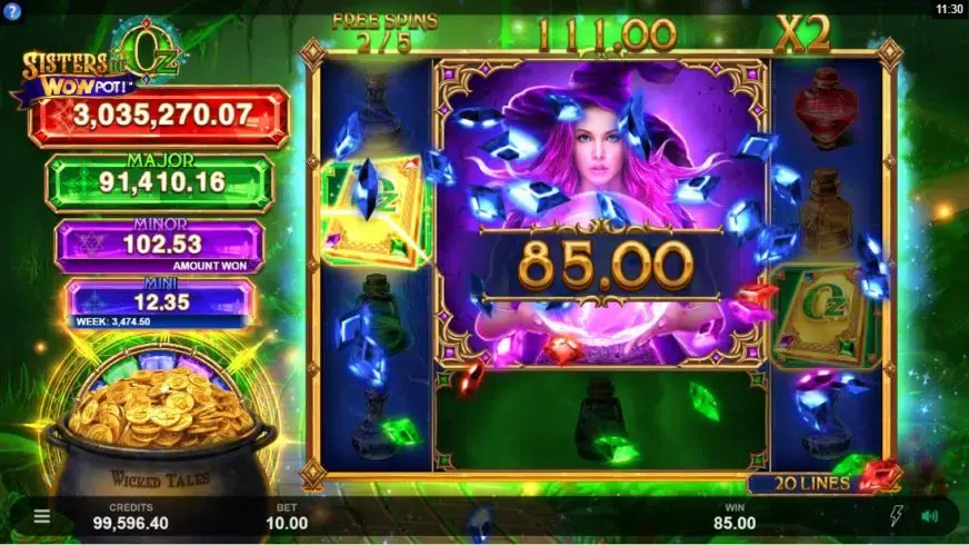 Sisters of Oz WOWPot slot screenshot 