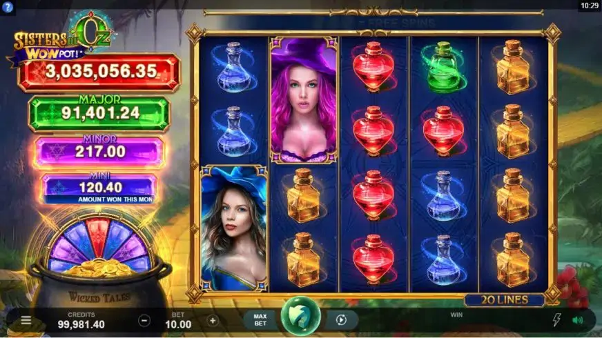 Sisters of Oz WOWPot slot screenshot 