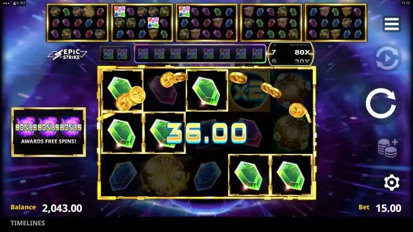 Timelines slot screenshot 