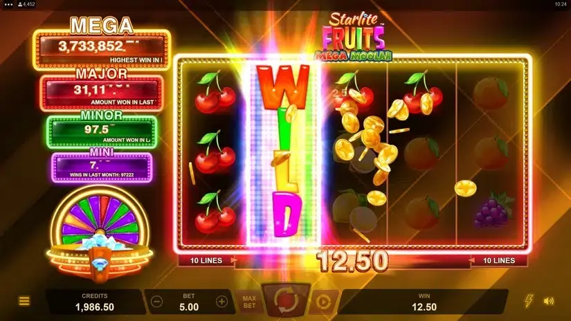 Starlite Fruits Mega Moolah slot screenshot 3