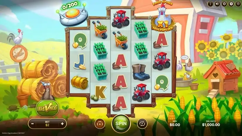 Golden Egg Invaders slot screenshot 