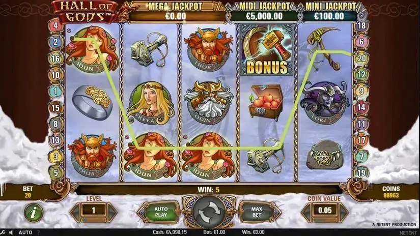 Hall of Gods slot screenshot 2
