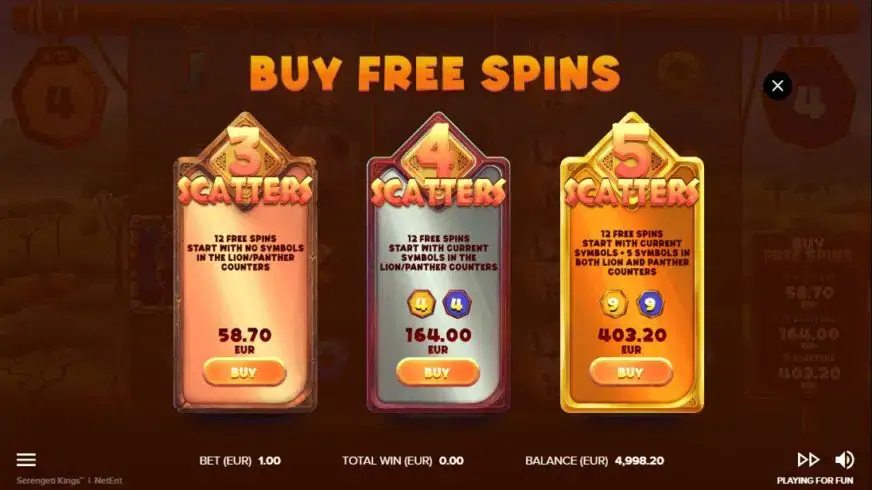 Serengeti Kings slot screenshot 4