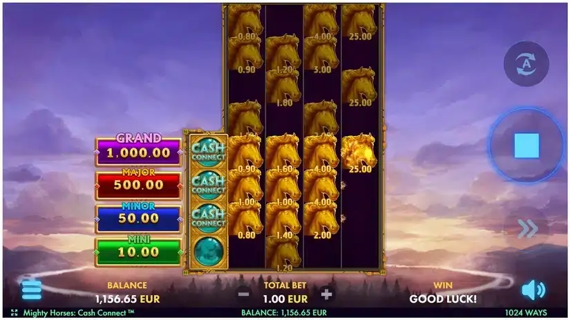 Mighty Horses Cash Connect slot screenshot 