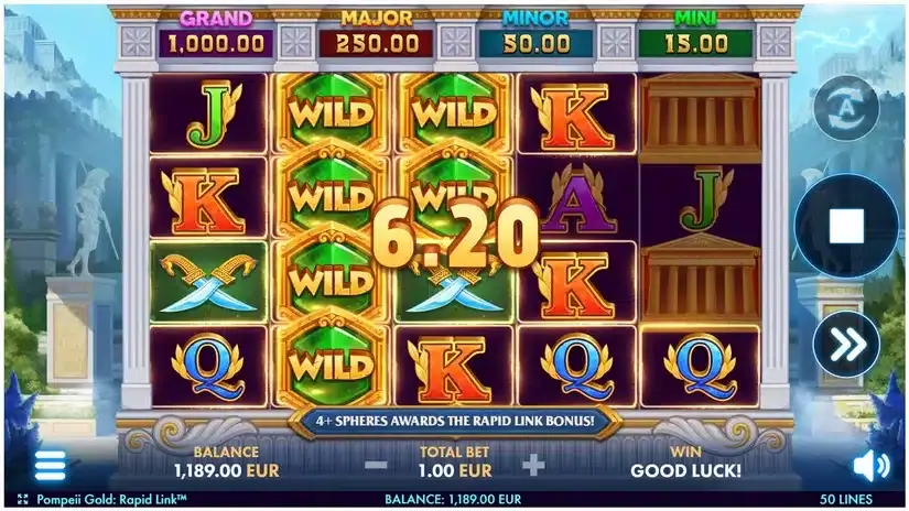 Pompeii Gold: Rapid Link slot screenshot 