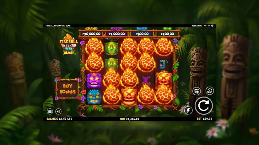 Fireball Inferno Tiki Blast slot screenshot 1