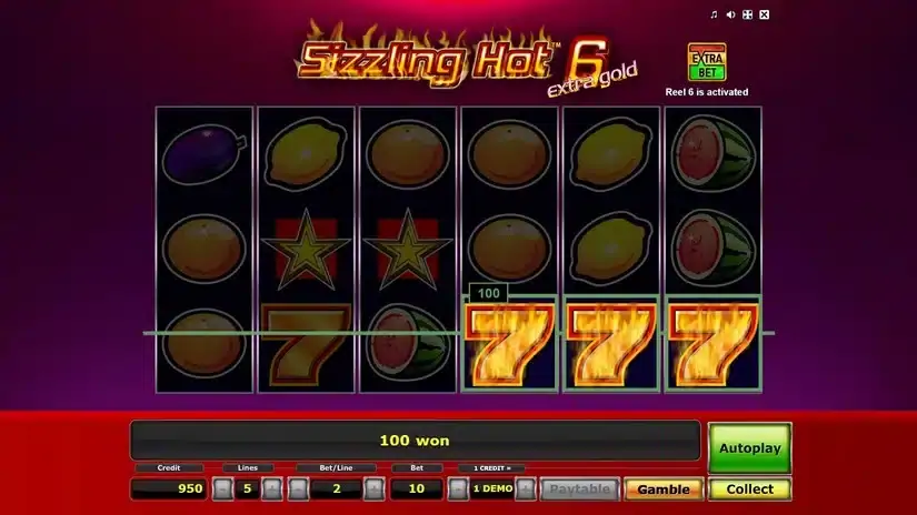 Sizzling Hot 6 Extra Gold slot screenshot 2