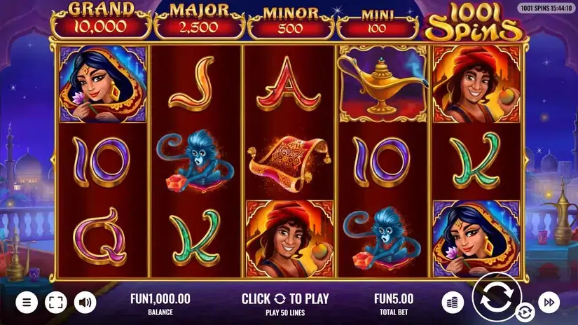 1001 Spins slot screenshot 