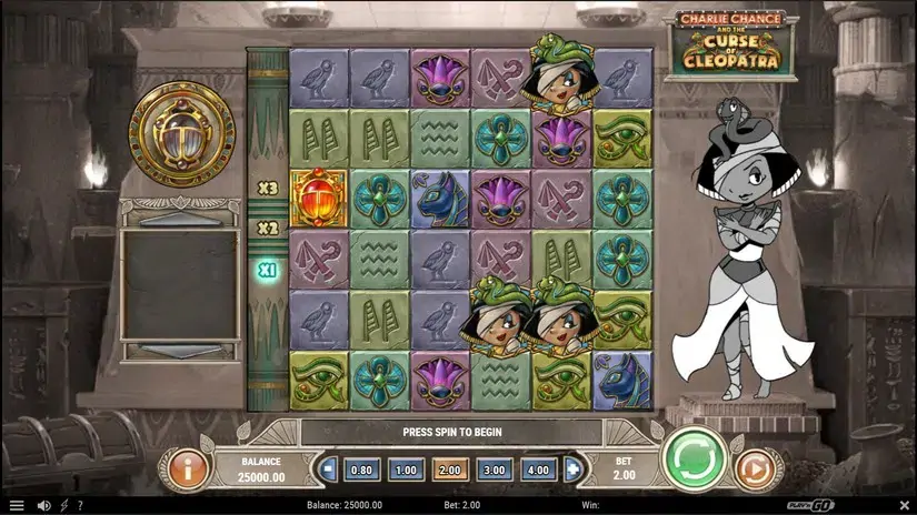 Charlie Chance and the Curse of Cleopatra slot screenshot 1