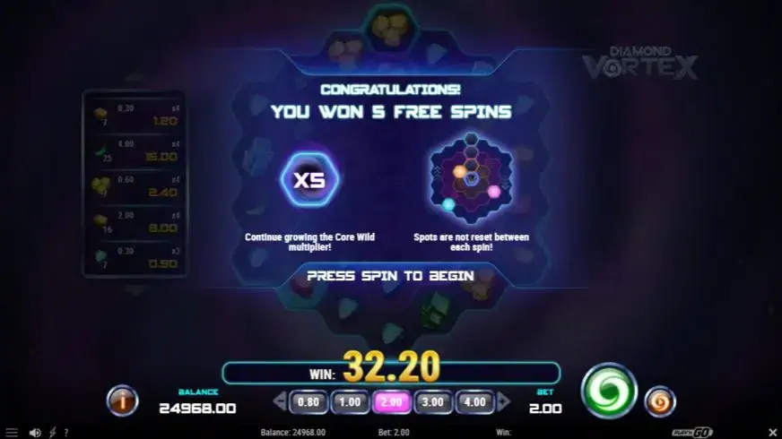 Diamond Vortex slot screenshot 5