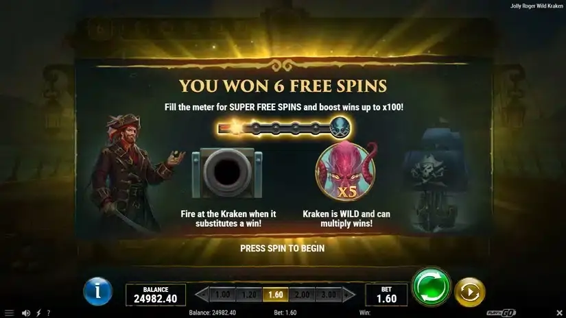 Jolly Roger Wild Kraken slot screenshot 4