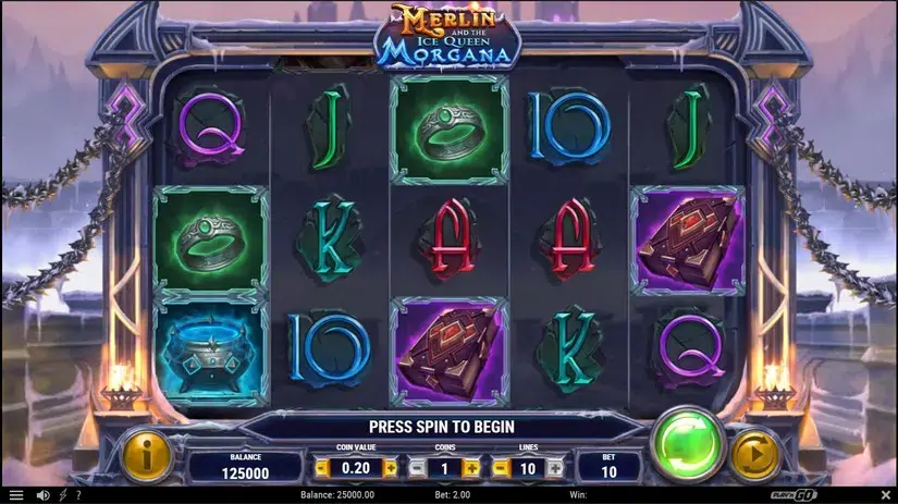 Merlin and the Ice Queen Morgana slot screenshot