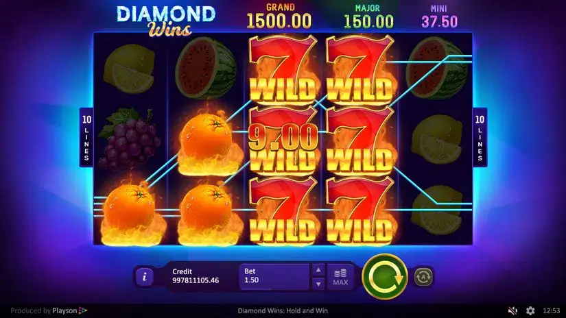Diamond Wins: Hold & Win slot screenshot 3