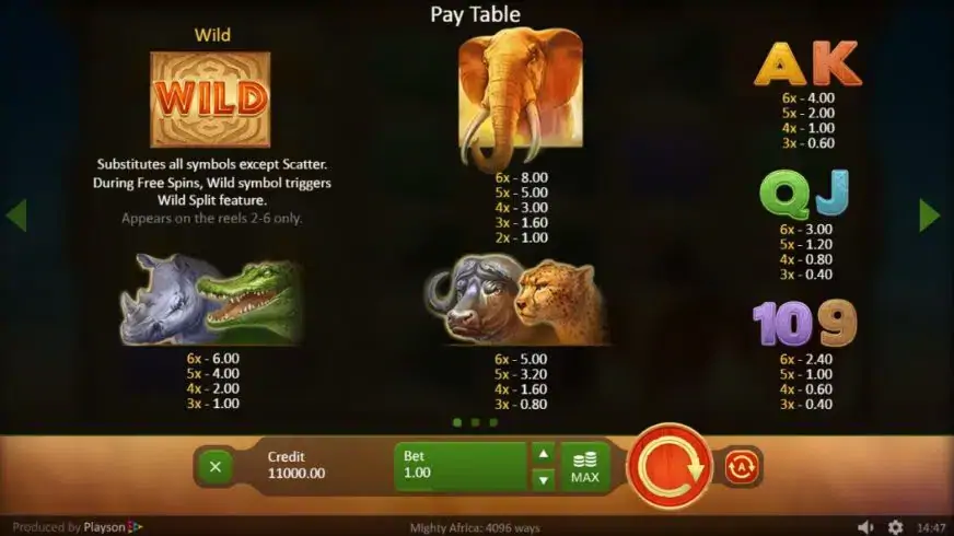 Mighty Africa slot screenshot 2