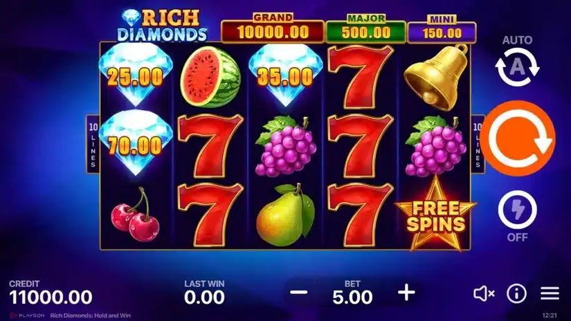 Rich Diamonds: Hold and Win slot screenshot