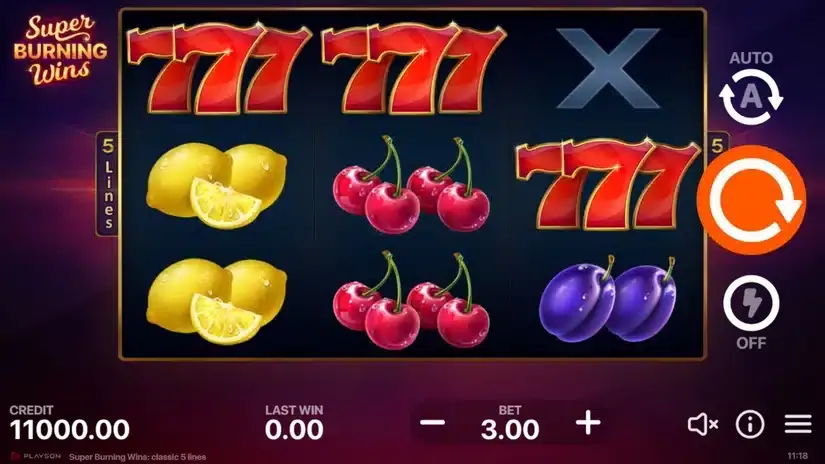 Super Burning Wins: classic 5 lines slot screenshot 1