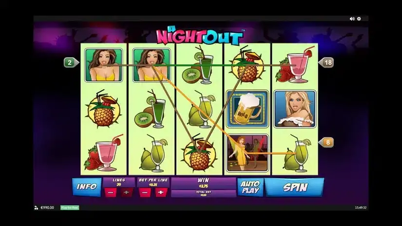 A Night Out slot screenshot 2