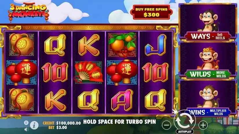 3 Dancing Monkeys slot screenshot 