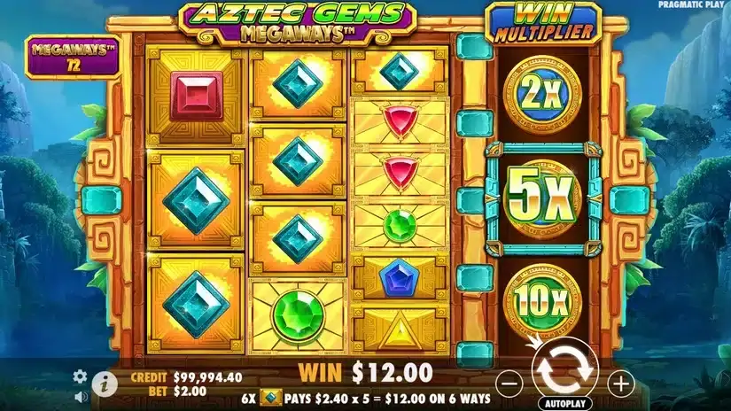 Aztec Gems Megaways slot screenshot 2
