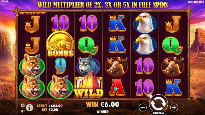 Buffalo King slot screenshot 2