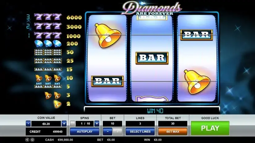 Diamonds are Forever 3 Lines slot screenshot 2