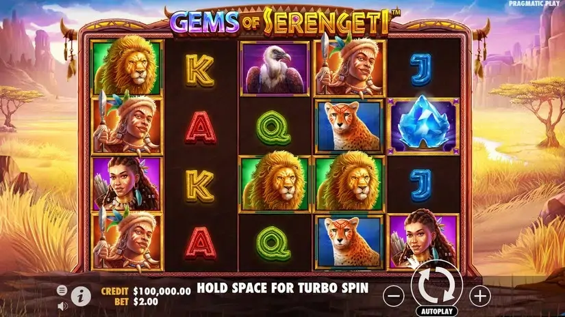 Gems of Serengeti slot screenshot 