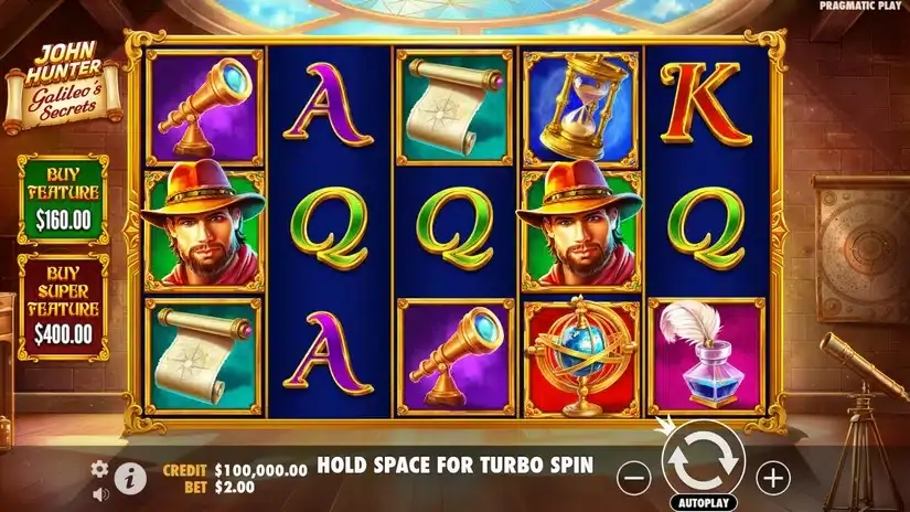 John Hunter and Galileo’s Secrets slot screenshot