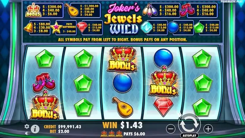 Joker’s Jewels Wild slot screenshot 2