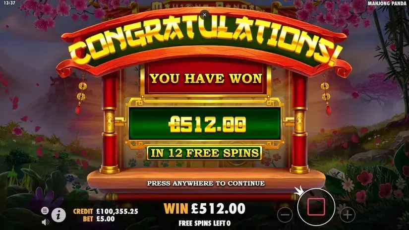 Mahjong Panda slot screenshot 