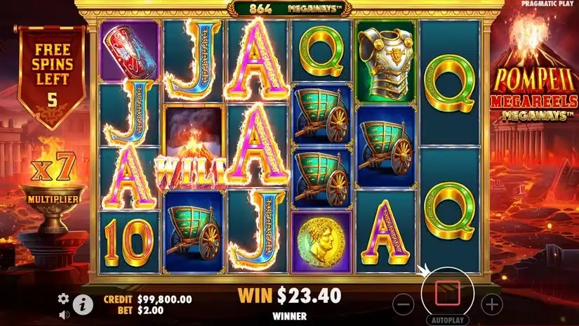 Pompeii Megareels Megaways slot screenshot 