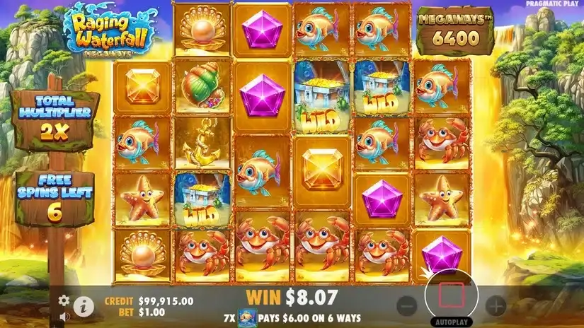 Raging Waterfall Megaways slot screenshot 4