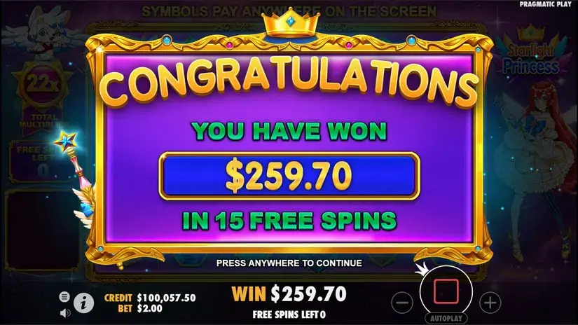 Starlight Princess slot screenshot 