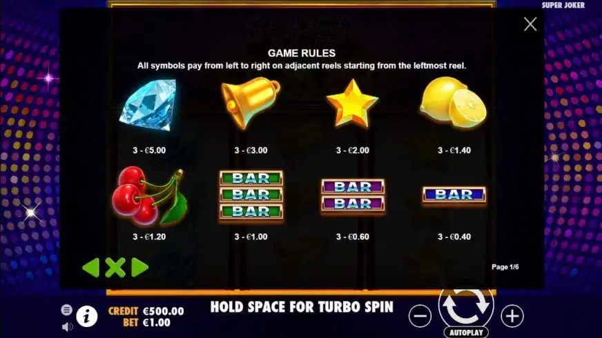 Super Joker slot screenshot 2