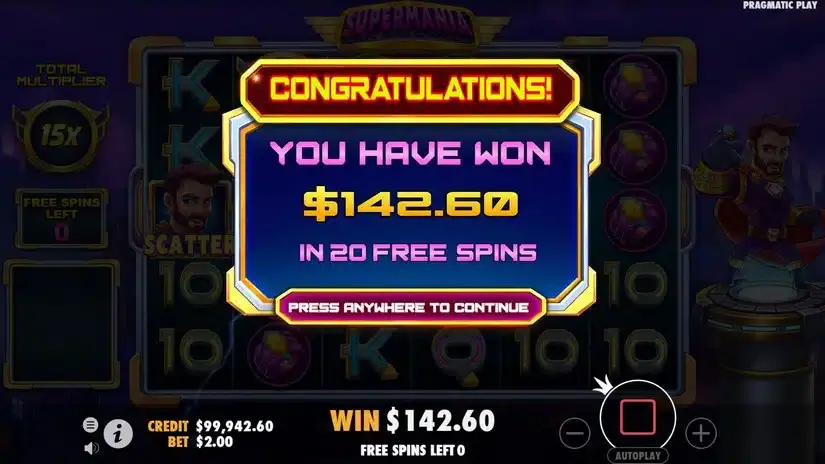 Supermania slot screenshot 
