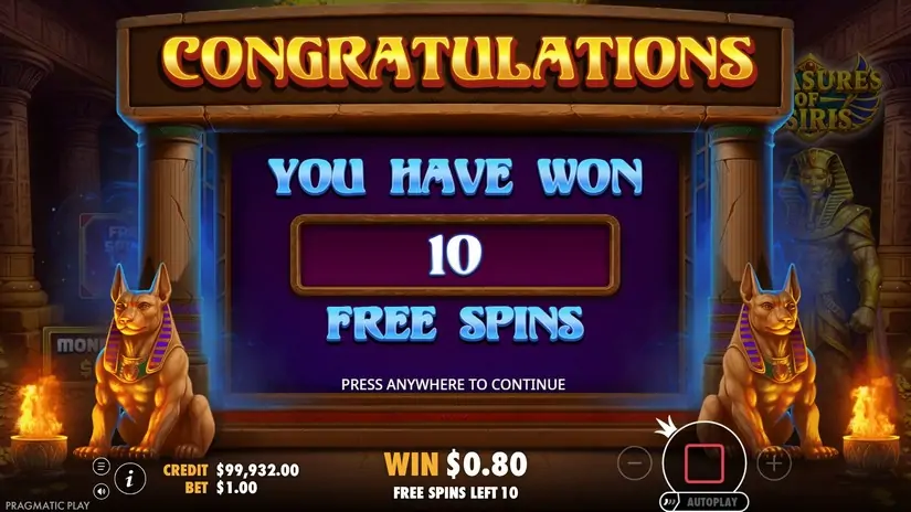 Treasures of Osiris slot screenshot 3