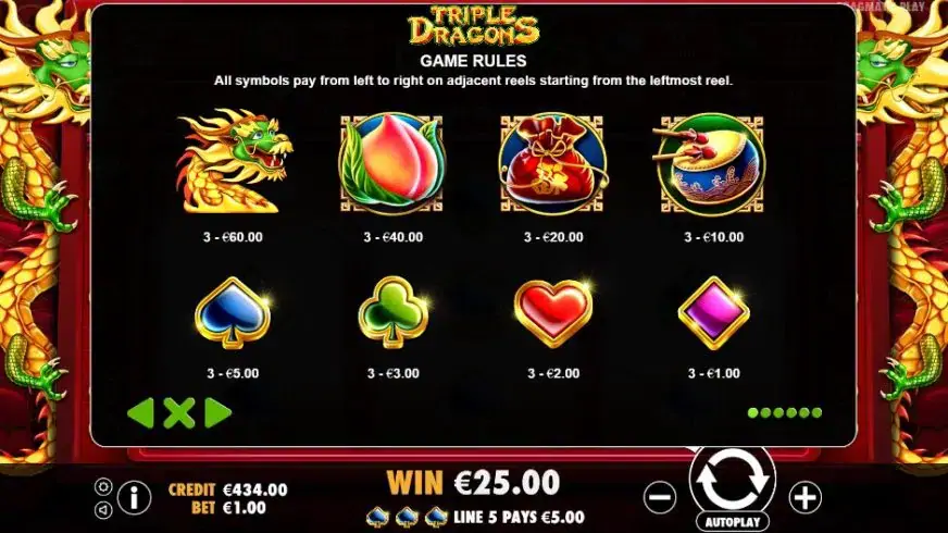 Triple Dragons slot screenshot 2