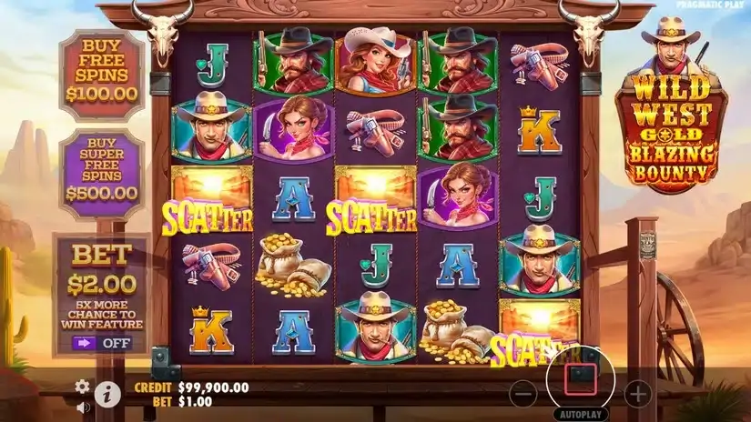 Wild West Gold Blazing Bounty slot screenshot 2
