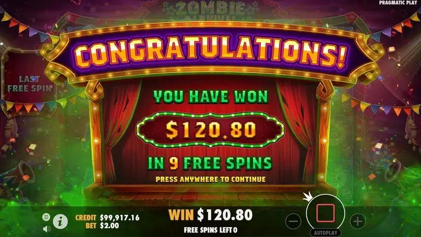 Zombie Carnival slot screenshot 