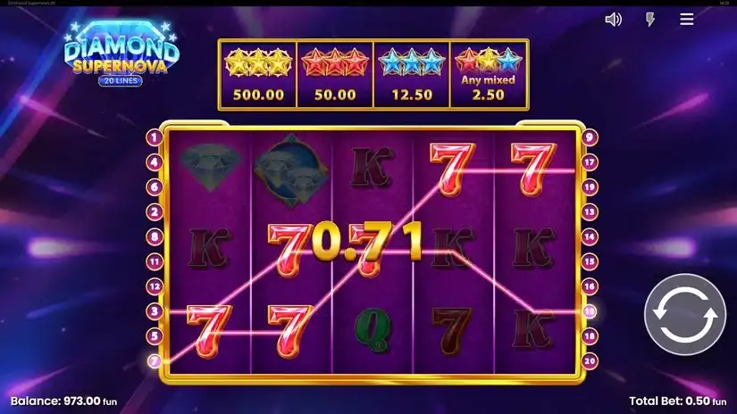Diamond Supernova 20 slot screenshot 3