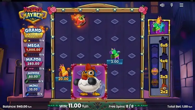 Masked Mayhem slot screenshot 