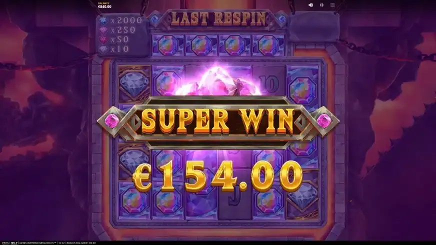 Gems Inferno Megaways slot screenshot 