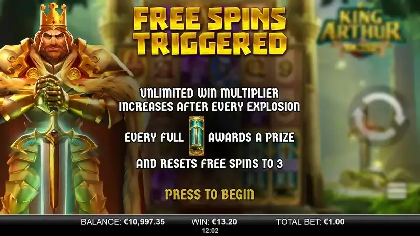 King Arthur 10K Ways slot screenshot 5