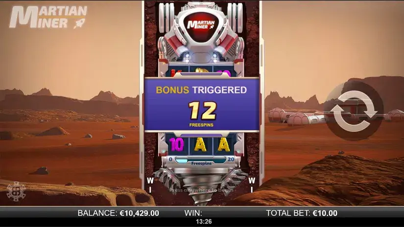 Martian Miner Infinity Reels slot screenshot 3