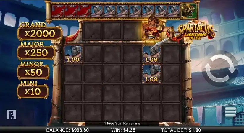 Spartacus Lightning Blitz slot screenshot 
