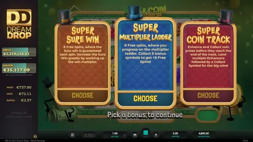 Bill & Coin Dream Drop slot screenshot 2