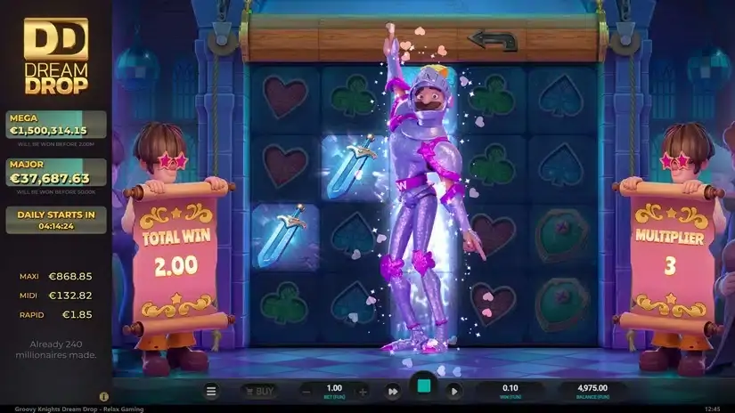 Groovy Knights Dream Drop slot screenshot 4